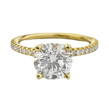 14K Yellow Gold - 1.51ct  Round Diamond Petite Accented Eng Ring (0.24ct) 