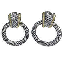STERLING SILVER & 18K YELLOW GOLD - DAVID YURMAN CABLE TWIST WITH OMEGA BACK