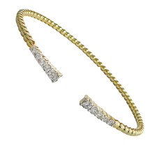 10K Yellow Gold - 0.50ct - Round Diamond Open Style Flexible Bead Bracelet