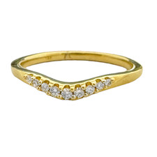 14K Yellow Gold - 0.10ct - Round Contoured Curved Diamond Band