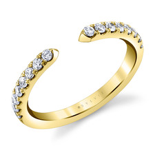 14K Yellow Gold - 0.33ct - Sylive Round Cut Diamond "Open Band" Wedding Band