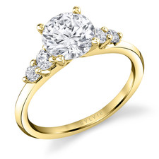 14K Yellow Gold - 0.33ct - Sylvie Round Diamond Four Stone Accented Engagement Ring Setting