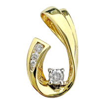 14K Yellow Gold - 0.25ct Round Diamond J Loop Pendant Slide