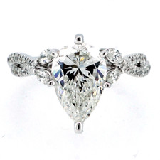 14K White Gold  - 2.01ct - Lab Grown Pear Cut Twisted Vine Style Diamond Engagement Ring  (0.33ct) 