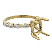 14K Yellow Gold - 0.37ct - Marquise Cut Single Prong Diamond Engagement Ring Setting