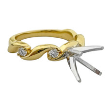 14K Yellow Gold - 0.24ct - Round Diamond Floating Twist Style Diamond Engagement Ring Setting