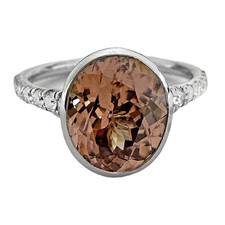 14K White Gold - 3.79ct - Rose Zircon Tulip Bezel Set Diamond Fashion Ring