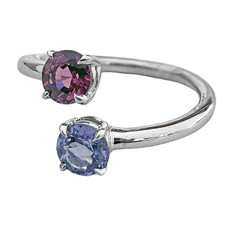 14K White Gold - Round Pink & Purple Spinel Two Stone Ring (0.80ct)