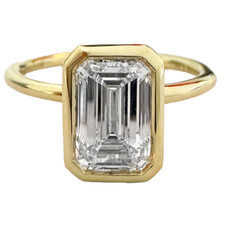 14K Yellow Gold -  1.76ct -Lab Grown Emerald Cut Diamond Bezel Set Engagement Ring