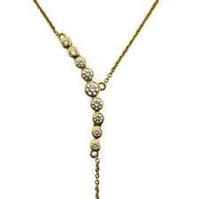 18K Yellow Gold - 0.50ct - Round Bezel Set Diamond Lariat Necklace