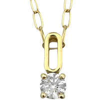 14K Yellow Gold - 0.50ct - Round Diamond Paper Clip Solitaire and Necklace
