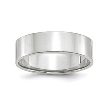 14K White Gold - 6mm Wide  High Polished Flat Wedding Band 