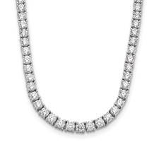 14K White Gold - 10.00ct - Round Lab Diamond Tennis Necklace-  18 inch