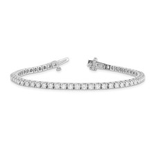 14K White Gold - 3.00ct - Lab Grown Round Cut Diamond Line Bracelet 