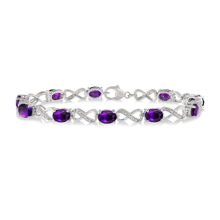 Sterling Silver Oval Gemstone Infinity Link Bracelets Sterling Silver Oval Gemstone Infinity Link Bracelets
