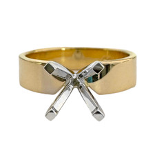14K Yellow Gold - 5mm Flat  EWJ Tapered Solitaire Engagement Ring Setting