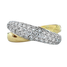 14K  Yellow & White Gold - 0.50ct -  Pave Set Round Diamond Bypass Fashion Ring