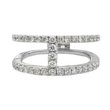 18K White Gold - 0.50ct - Round Diamond Split Shank Open T Bar Style Fashion Ring
