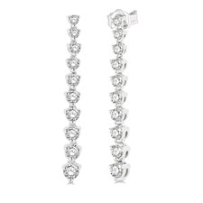14K White Gold - 0.50ct - Round Diamond Dangling Icicle Stud Earrings