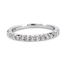 14K White Gold - 0.36ct-  Premium Round Diamond Shared Fishtail Style Prong Wedding Band