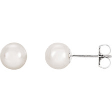 14K Yellow Gold -  6.25 - 6.75mm Cultured Pearl Stud Earrings