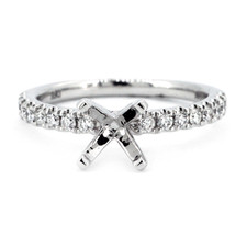 14K White Gold - 0.25ct - Round Brilliant Diamond Shared Prong Engagement Ring Setting