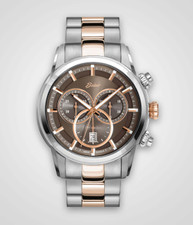 Mens EWJ Signature Chronograph Watch, 45mm Steel Case, Blue Dial, Steel Bracelet
