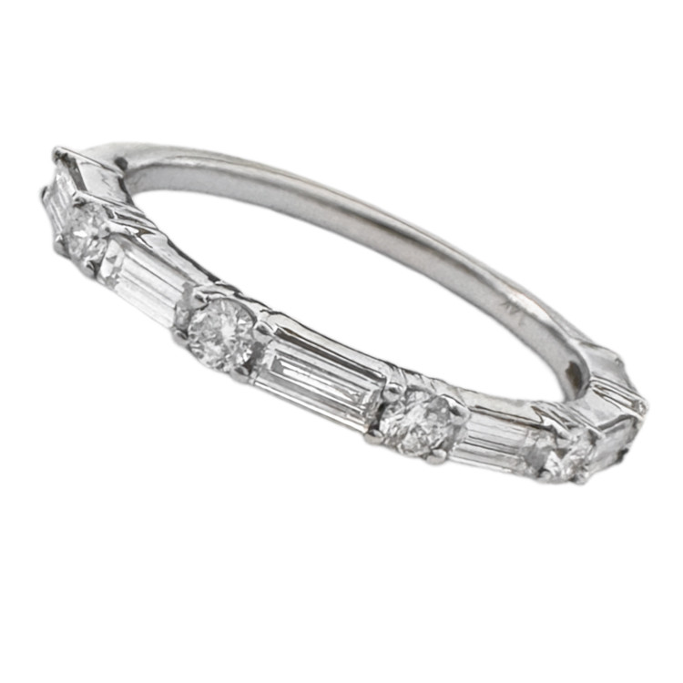 LADIES BAND 0.50CT ROUND/BAGUETTE DIAMOND 14K WHITE GOLD LADIES BAND 0.50CT ROUND/BAGUETTE DIAMOND 14K WHITE GOLD