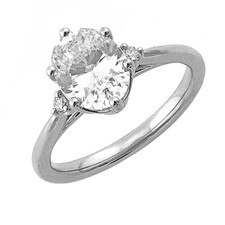 14K White Gold - Petite Round Diamond Three Stone Engagement Ring Setting