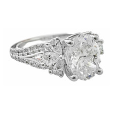 14K White Gold - 0.50ct - Round & Pear Cut Diamond Accented Eng Ring Setting
