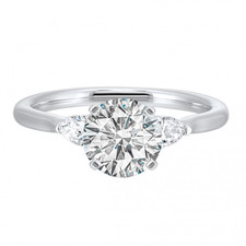 14K White Gold - 0.33ct - Pear Cut Three Stone Engagement Ring Setting
