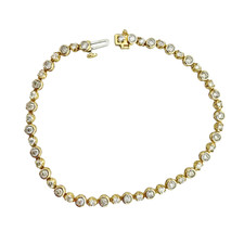 14K Yellow Gold - 1.96ct - Round Diamond Bezel & Prong Set Link Bracelet - 7 inch