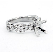 14K White Gold - 0.70ct - Round Diamond Open Twist Style Diamond Engagement Ring Setting