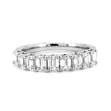 14K White Gold - 1.50ct -  Fancy Emerald Cut Diamond Shared U Prong Band
