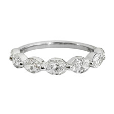 14K White Gold - 1.10ct -  Horizontal Fancy Oval Cut Diamond Single Prong Wedding Band