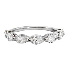 14K White Gold - 1.10ct -  Horizontal Fancy Pear Cut Diamond Single Prong Wedding Band