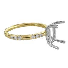 14K Yellow Gold - 0.30ct - Radiant Hidden Halo Diamond Set Engagement Ring Setting