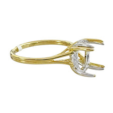 14K Yellow Gold -  Oval Head Set Split Shank Hidden Halo Engagement Ring Setting