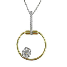 10K Yellow & White Gold - 0.75ct - Round Diamond Loop Pendant & Chain