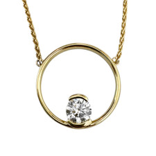 14K Yellow Gold - 0.72ct - Round Cut Diamond Bezel Set Floating Ring Necklace