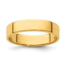14K Yellow Gold - 4mm Wide  High Polished Flat Wedding Band 