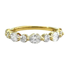 14K Yellow Gold - 0.90ct - Oval & Marquise Cut Diamond Single Prong Band