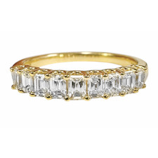 14K Yellow Gold - 0.75ct - Emerald Cut Diamond Shared Prong Nine Stone Band