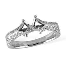 14K White Gold - 0.33ct - Round Diamond Split Shank Contoured Engagement Ring Setting