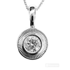 14K White Gold - 0.35ct - Round Diamond Bezel Set Fashion Pendant & Chain