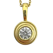 14K Yellow Gold - 0.37ct - Round Diamond Bezel Set Fashion Pendant & Chain