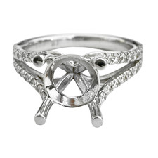 14K White Gold - 0.34ct - Round Diamond Split Shank Engagement Ring Setting