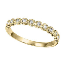 14K YG, 10 DIA = 0.10ct, Bezel Stackable Yellow Gold Diamond Band