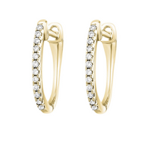 10K Yellow Gold Petite Diamond Hoops 0.10ct