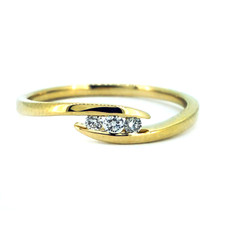 14K Yellow Gold - Three Stone Diamond Bypass Style Fashion Ring (0.09ct)